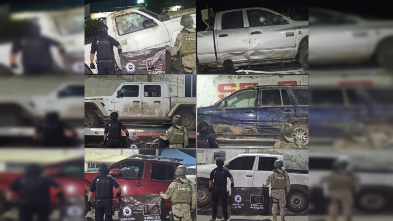 Aseguran convoy del crimen en Apatzingán, Michoacán: Tenían camionetas blindadas de fábrica y otras robadas 