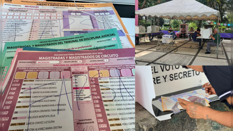 Entre protestas, acarreo, baja participación y con acordeones en mano, se renueva en Michoacán el Poder Judicial 