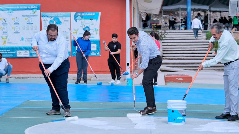 Querétaro implementa el programa "Rescate de Espacios de Uso Común" en la Escuela Telesecundaria Emiliano Zapata 