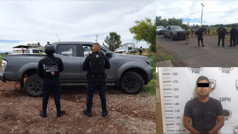 Detienen a sujeto con armamento y equipo táctico, tras persecución en Álvaro Obregón, Michoacán 