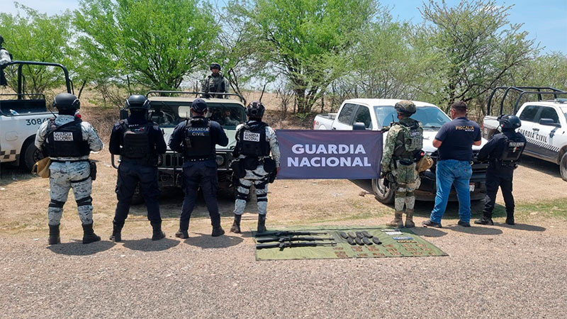 Aseguran tres armas largas y 175 municiones en San Lucas, Michoacán 