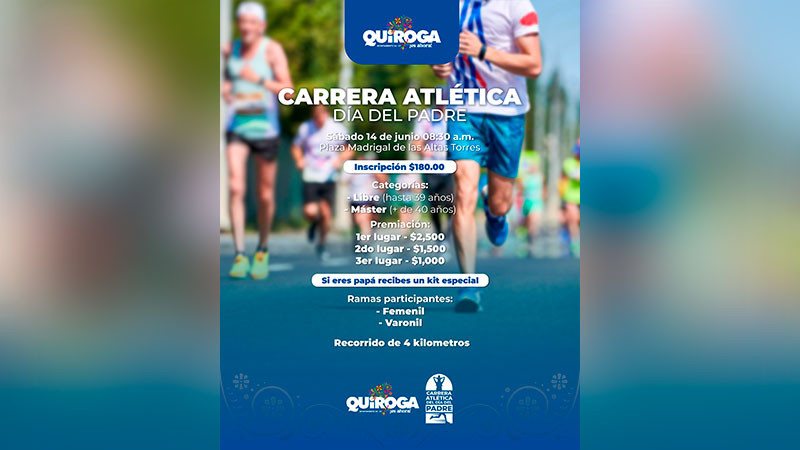 Celebrará Gobierno de Quiroga el Día del Padre con carrera atlética 
