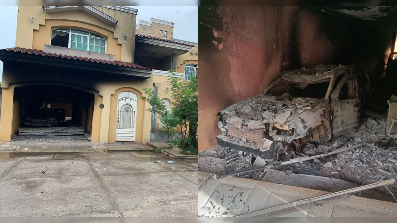 Una mansión destruida y una blindada quemada, huellas de balaceras anoche en La Ruana, Michoacán 