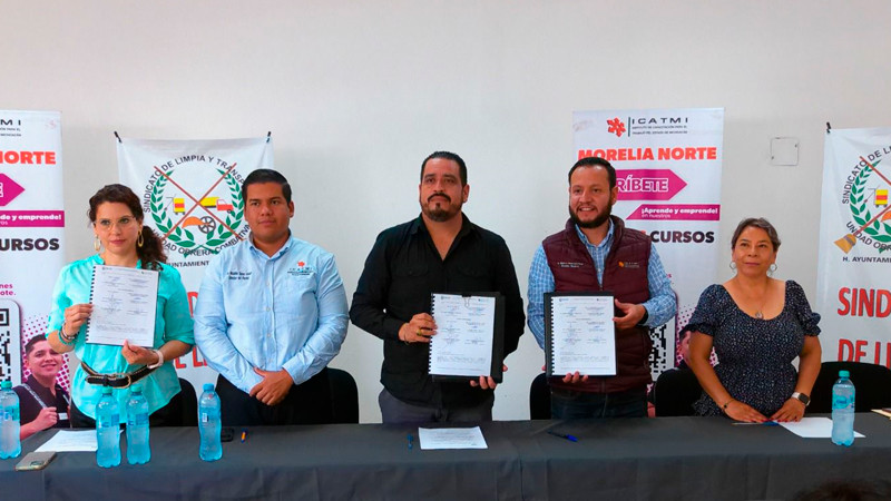 Firma Convenio Sindicato de Limpia y Transportes con CETEC e ICATMI para capacitación de sus agremiados 