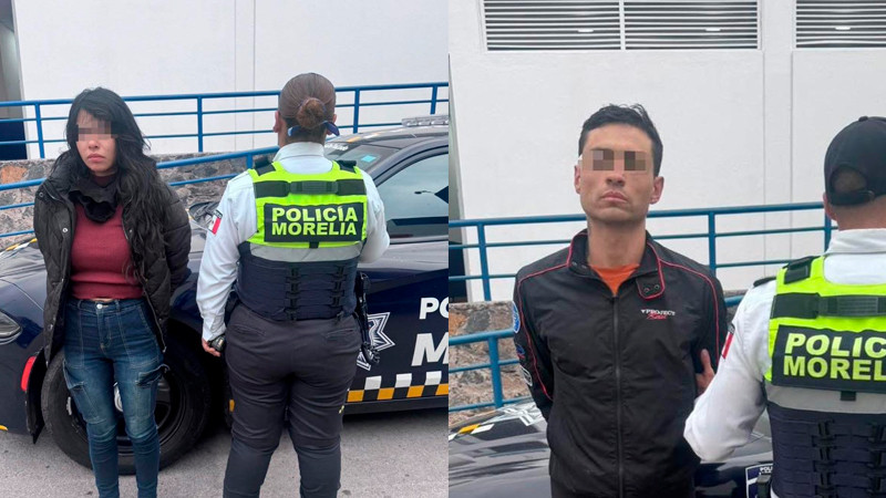 Detienen en Morelia, Michoacán a pareja en posesión de una moto robada 