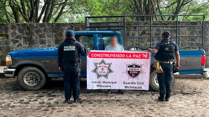 En Pátzcuaro, Michoacán: Detienen a sujeto que conducía camioneta robada 