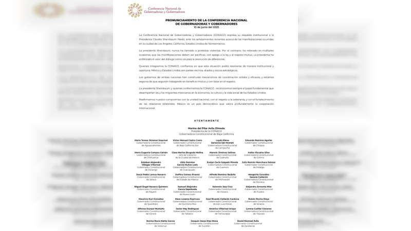 CONAGO respalda participación de Claudia Sheinbaum en Reunión del G7 celebrada en Canadá 