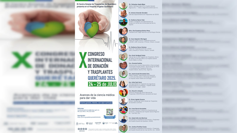 Secretaría de Salud de Querétaro invita al Congreso Internacional de Donación y Trasplantes 