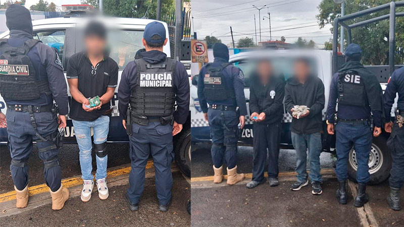 Detienen a 3 sujetos con sustancias ilícitas en Pátzcuaro, Michoacán  