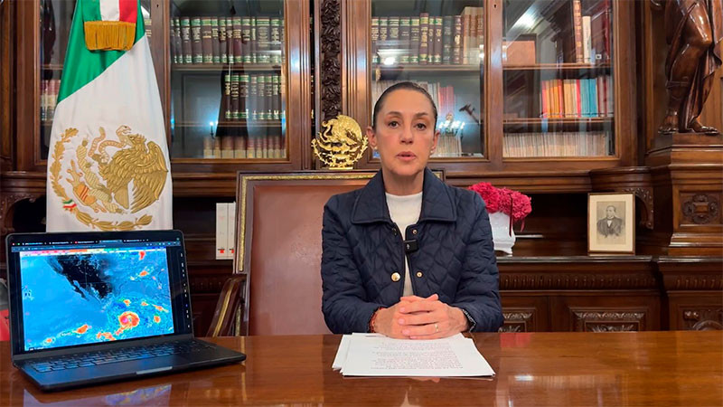 Emite Claudia Sheinbaum mensaje ante el paso del huracán “Erick” por Guerrero y Oaxaca  
