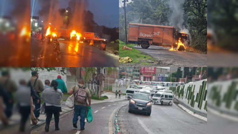 Sin control quemas y bloqueos en Zitácuaro, Michoacán: Atrapados cientos de estudiantes y trabajadores por colapso del transporte: Ayuntamiento habilita albergue 