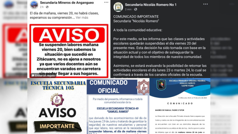 Suspenden clases escuelas en Zitácuaro, Angangueo y Jungapeo: Profesores y alumnos duermen en escuelas y albergues atrapados por balaceras, bloqueos y quemas en el oriente de Michoacán 
