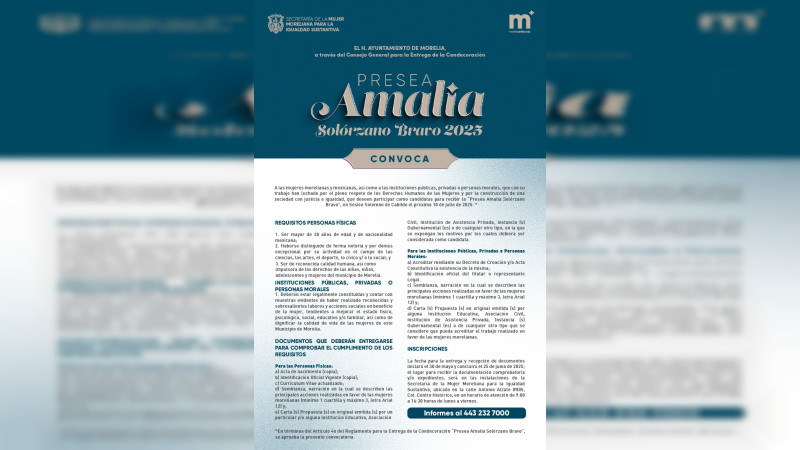 Semmujeris invita a reconocer a quienes hacen historia, con Presea ‘Amalia Solórzano Bravo’ 
