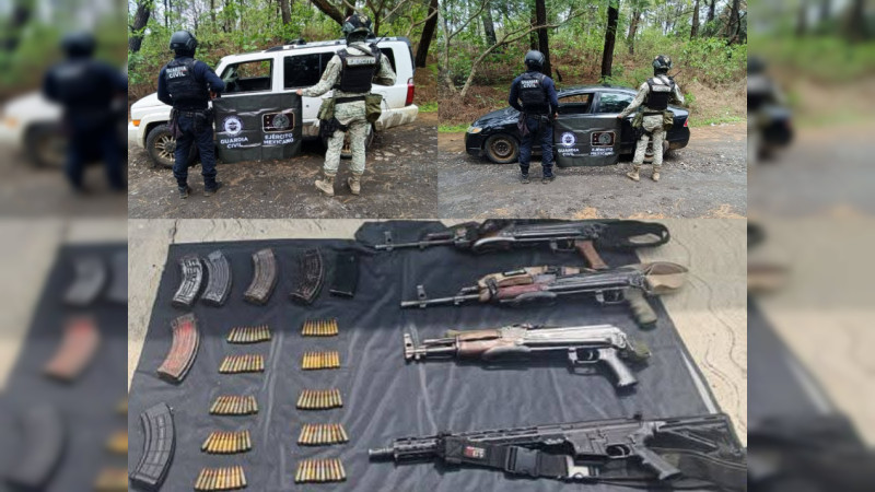Detienen a célula armada en Apatzingán, Michoacán: Aseguran rifles y camionetas  