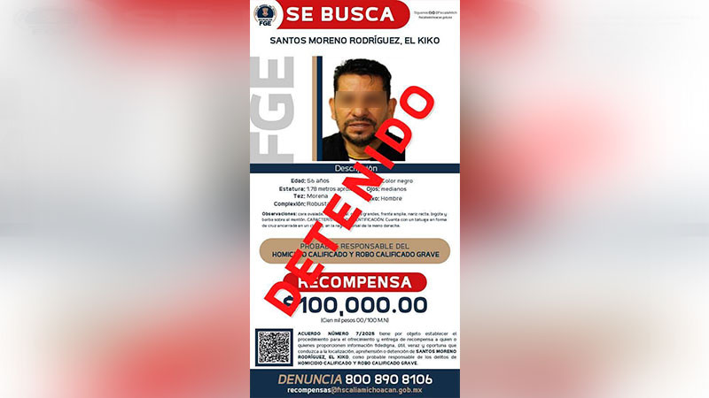 Detienen al presunto asesino del presidente Municipal de Tacámbaro y su escolta 
