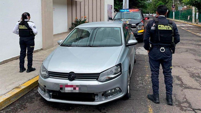 Recupera Policía Morelia vehículo con reporte de robo 
