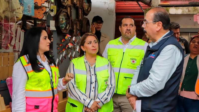 Gobierno de Quiroga con autoridades estatales recorren mercado para proyectar su mejora 