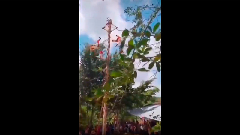 En ritual tradicional, caen voladores de Papantla en Veracruz 