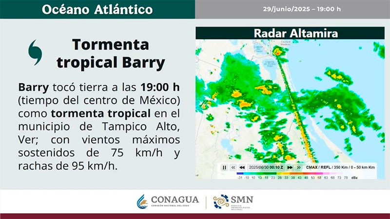 Llega tormenta tropical "Barry" a Veracruz 