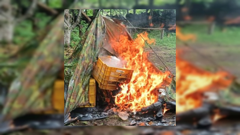 Desmantelan campamento y detienen a tres hombres con armas y granadas en Buenavista, Michoacán 