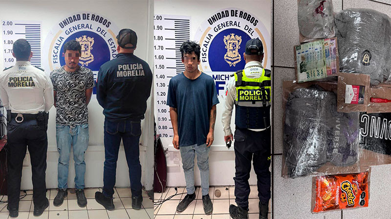 En Morelia, Michoacán detiene en flagrancia a dos sujetos implicados en al menos 27 robos a tiendas de conveniencia 