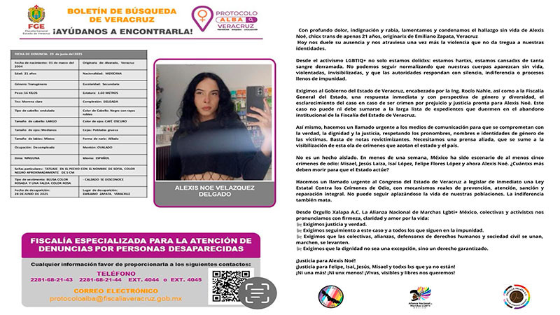 Encuentran sin vida a mujer trans en Veracruz; exigen justicia organizaciones de la diversidad sexual   