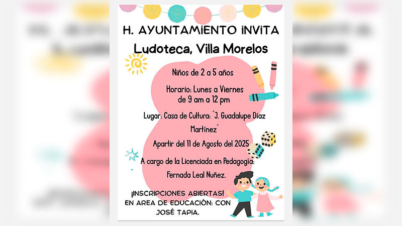 Impulsa Morelos el desarrollo infantil con apertura de nueva Ludoteca 