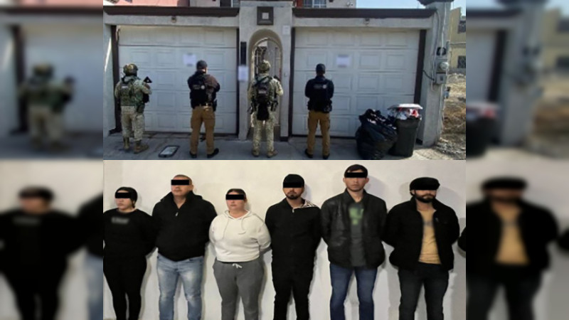 Revientan casa de seguridad y capturan a seis presuntos traficantes, en operativo federal en Baja California 