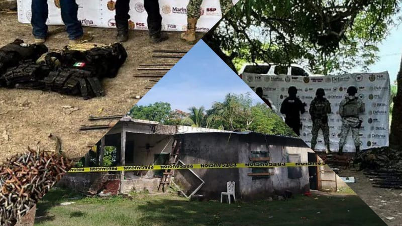 Tras ataque de delincuentes a fuerzas de seguridad, aseguran arsenal, inmueble y vehículos en Veracruz 