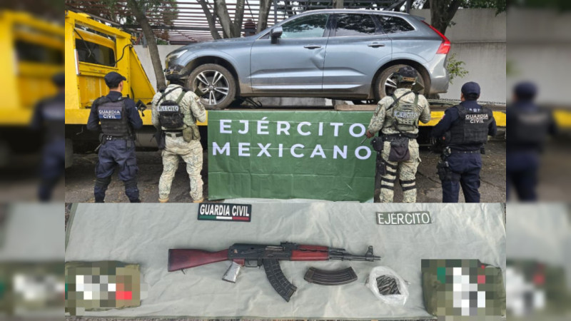 Aseguran camioneta de lujo, uniformes y rifle de grueso calibre en Ocampo, Michoacán; pertenecían a Jalisco 