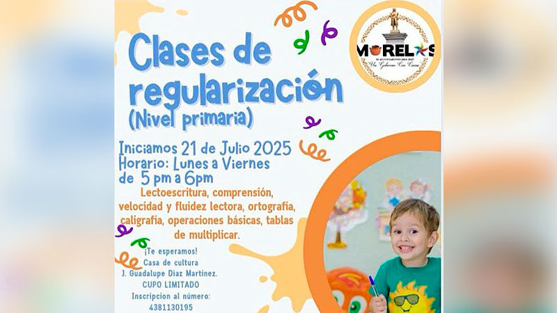 Refuerza Ayuntamiento de Morelos la educación básica con clases de regularización para niñas y niños en nivel primaria 