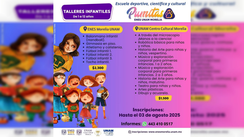 UNAM abre escuela “Pumitas” con talleres infantiles de arte, ciencia y deporte 
