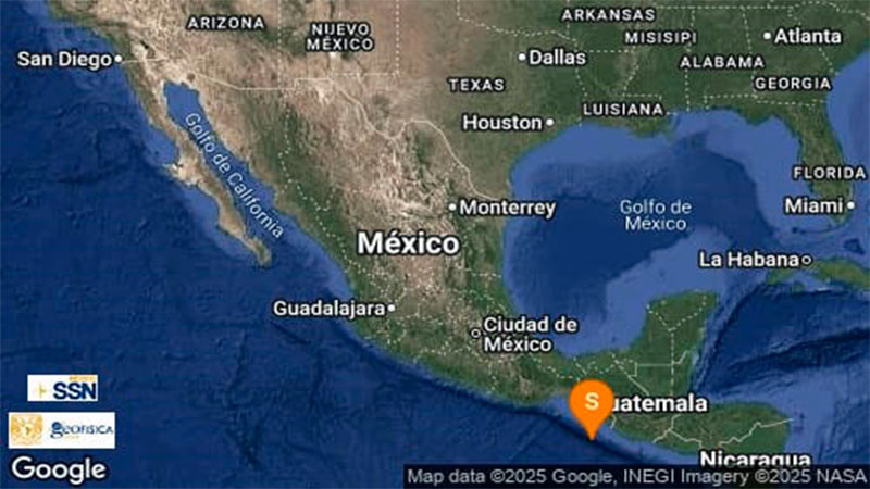 Se registra sismo de magnitud 4.3 en Chiapas  