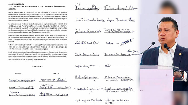 Colectivos de búsqueda de personas respaldan a Torres Piña para encabezar la Fiscalía General 