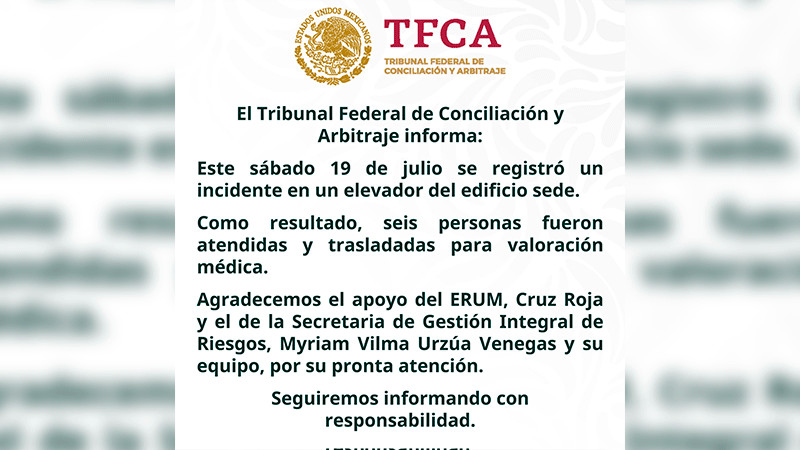 Se desploma elevador del TFCA, deja seis lesionados 
