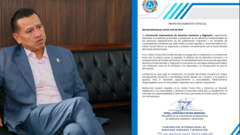 Convención Internacional de Derechos Humanos y Migración se pronuncia a favor de Torres Piña rumbo a la FGE 