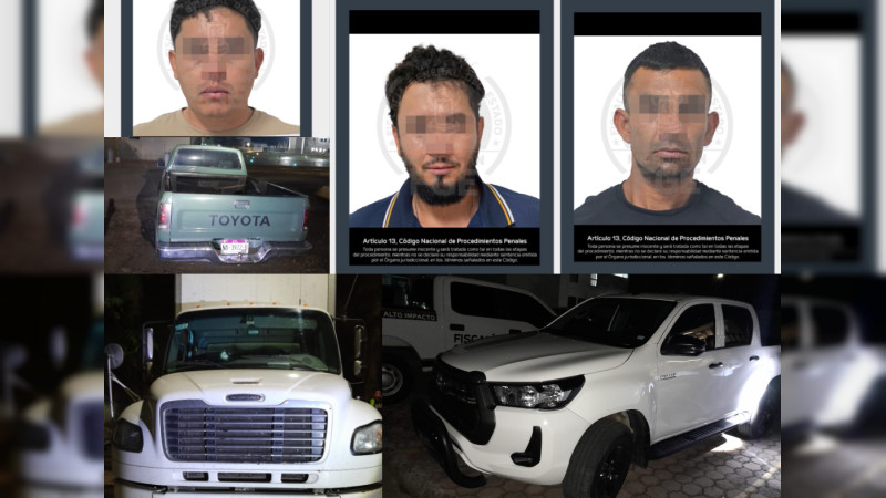 Fiscalía frustra violento robo de camión en Morelia, Michoacán, y rescata al conductor: Hay tres miembros de una banda detenidos 