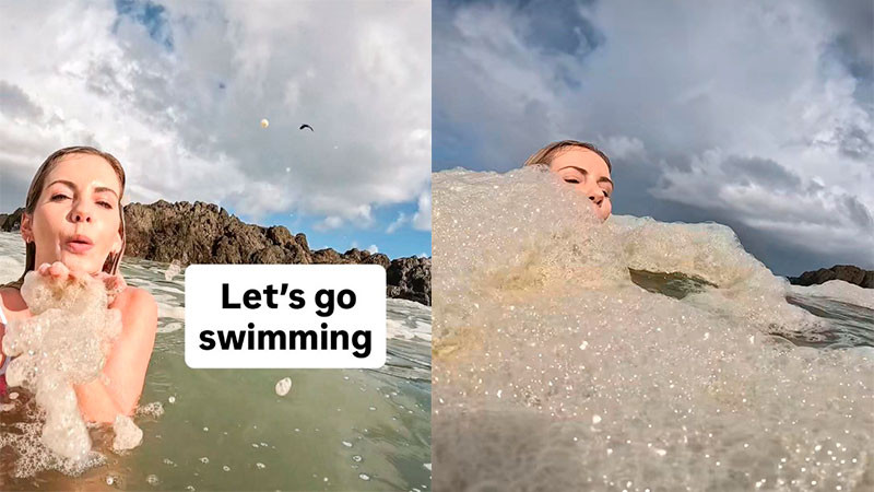 Influencer nada en aguas residuales; pensaba que era espuma marina 