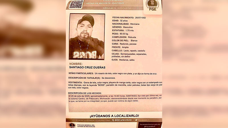 Bloqueo en carretera Pátzcuaro-Morelia; exigen avances en la desaparición de Santiago Ruiz Cruz
