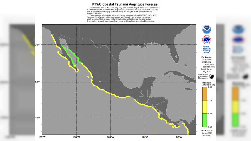 Alerta por tsunami en costas mexicanas tras poderoso sismo en Rusia 