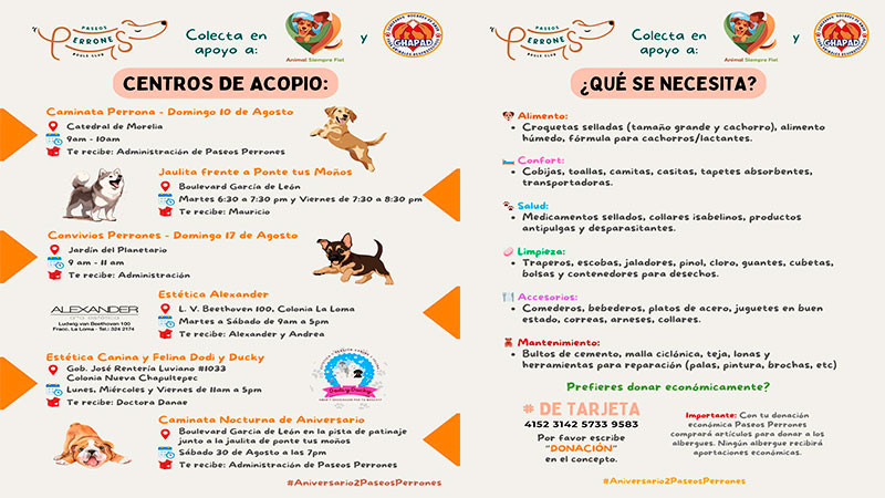 Paseos Perrones Blvd invita a celebrar su segundo aniversario con eventos perrunos y colecta en beneficio de refugios animalistas 