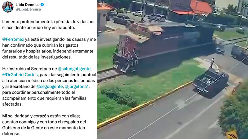 Difunden video del impacto de tren en Irapuato; gobernadora confirma que Ferromex asumirá responsabilidad 