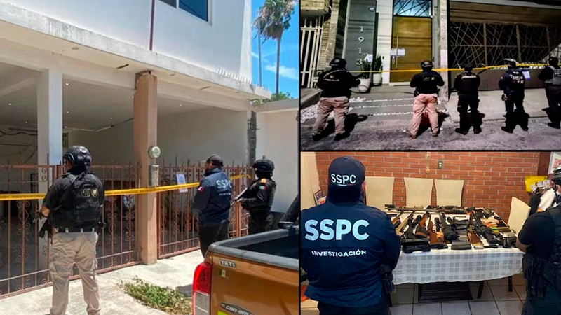 Aseguran autos de lujo, armas y estupefacientes en cateos en Nuevo León 