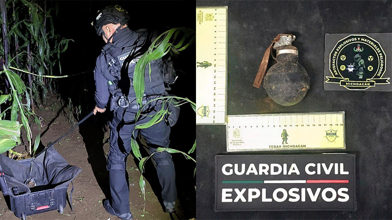 En Arantepacua, Michoacán hallan granada de gas, Grupo especial antiexplosivos la desactiva 
