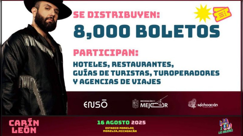 ¡Corre por tus boletos! Hoteles y restaurantes tienen entradas para Carín León: Sectur 