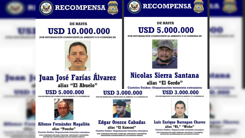 Trump va por cabezas del crimen en Michoacán: Ofrece EEUU 26 millones de dólares por los 5 mayores capos de la entidad 