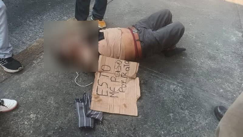 Vecinos de Poza Rica someten, amarran y entregan a presunto ladrón