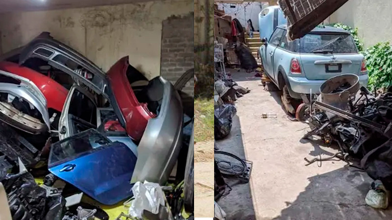 Recuperan casi 2 toneladas de autopartes robadas, autos y placas en el Edomex 