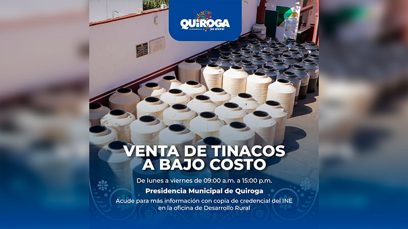 Otorga Gobierno de Quiroga tinacos a bajo costo para las familias del municipio 