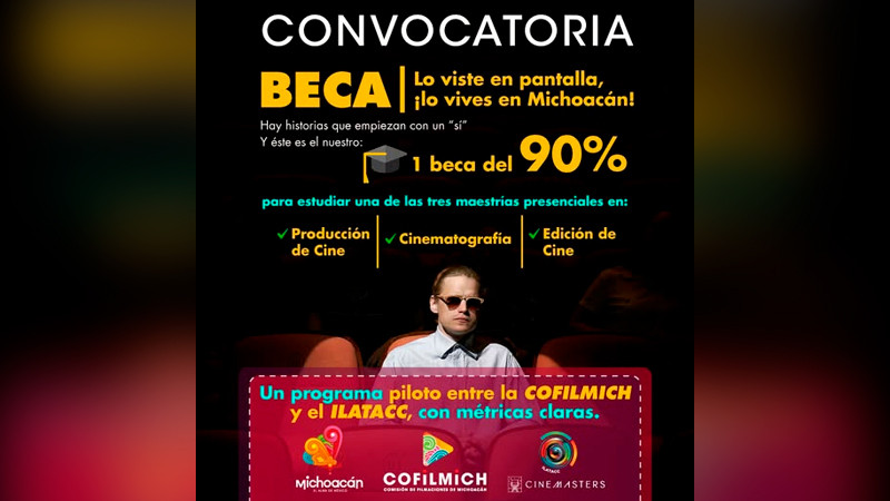Anuncian beca del 90% para maestría en cine en Michoacán 